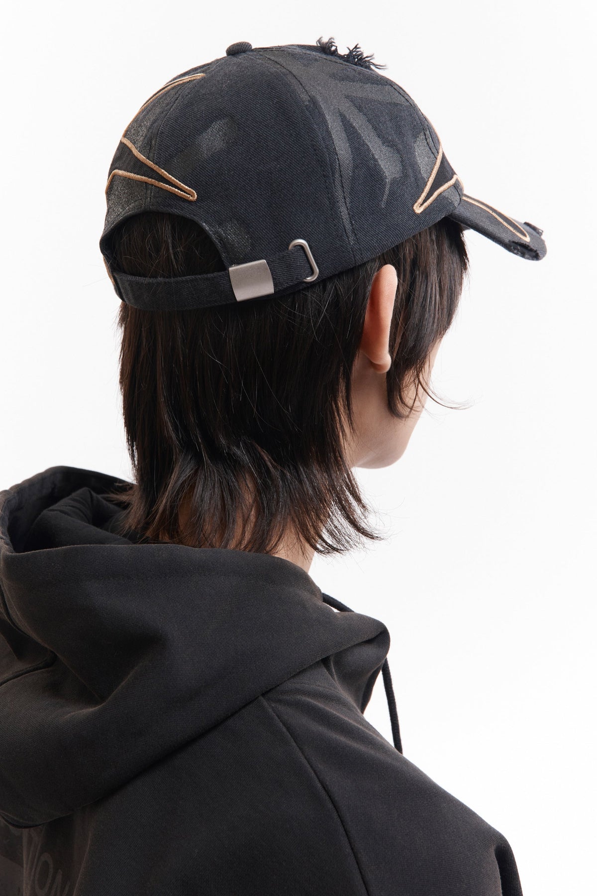 Distressed Urchin Baseball Cap, Black Wash