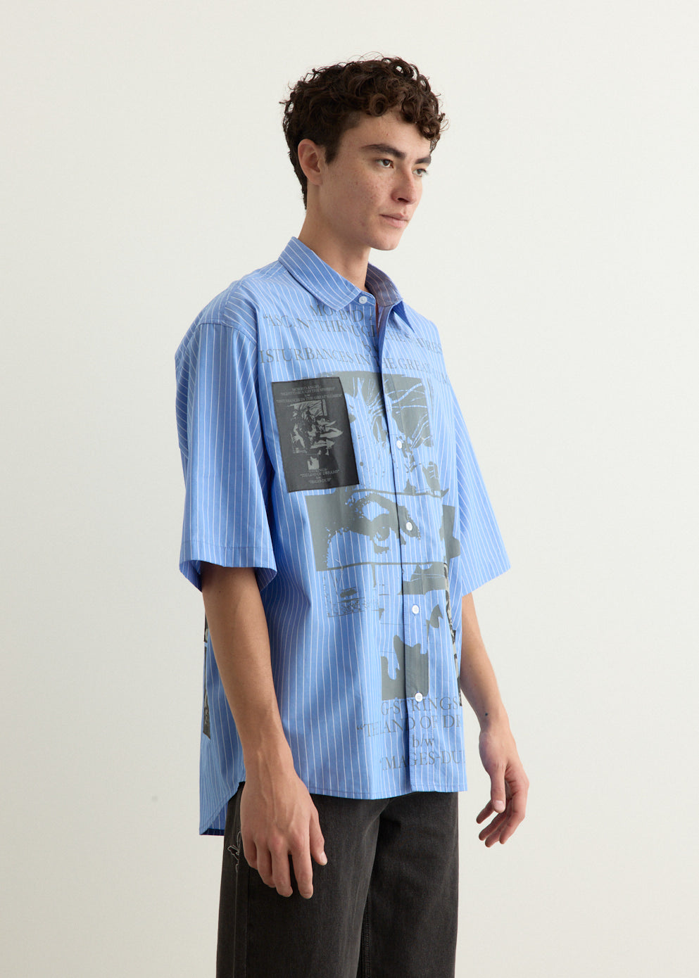 Slab City Boxy SS Shirt, Blue Stripe