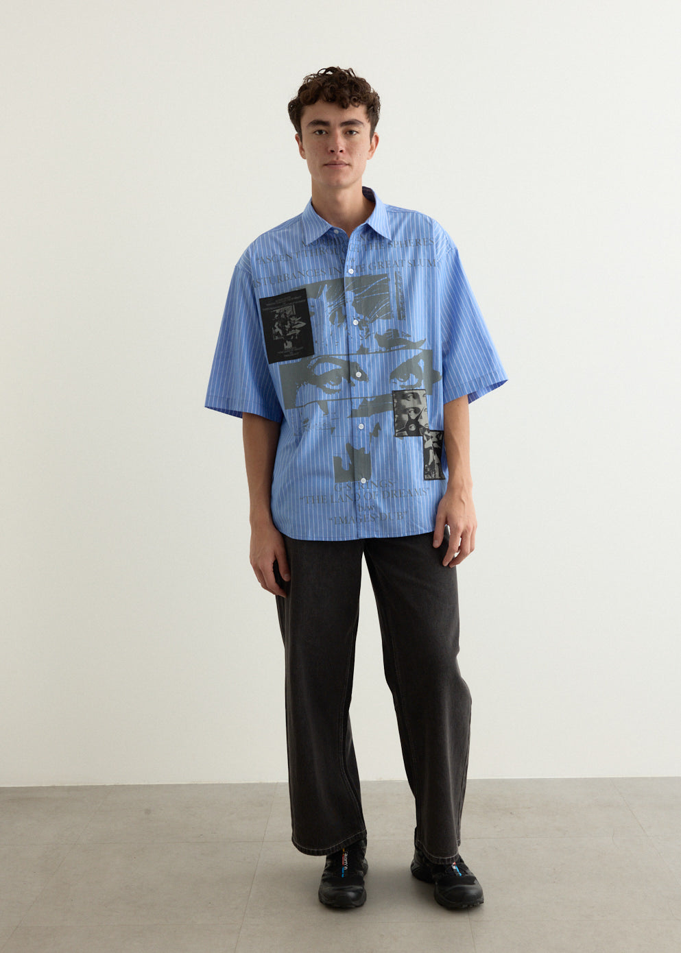 Slab City Boxy SS Shirt, Blue Stripe