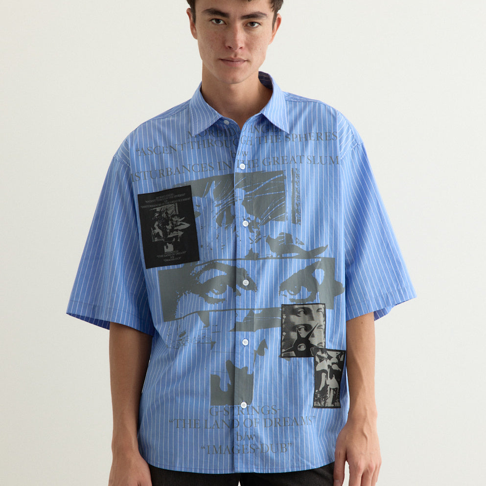 Slab City Boxy SS Shirt, Blue Stripe